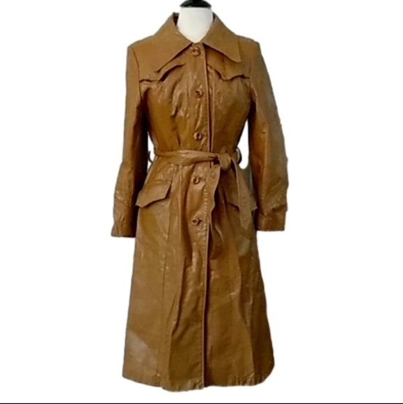 Vintage leather trenchcoat jacket